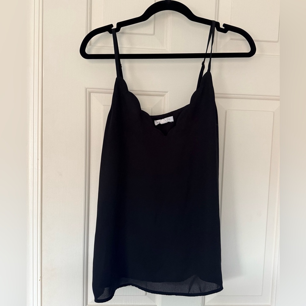 Socialite Black Scalloped Women's Blouse